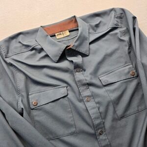 GoLite‎ Mens XL Gray Long Sleeve Snap Hiking Travel Shirt Polyester performance